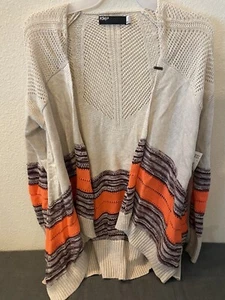 Fox Racing Cardigan Women’s XS Orange & Brown Striped Upbeat Cardigan - Picture 1 of 10