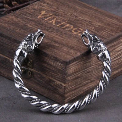 Moda Hombres Acero Inoxidable Dragón Brazaletes Joyería Vikingo Brazalete Pulseras Regalo Foto 1 de 4