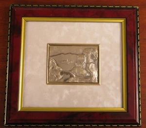 VINTAGE STERLING SILVER 925 BAS RELIEF PICTURE ITALY LANDSCAPE HOLY SCENE FRAMED - Picture 1 of 3