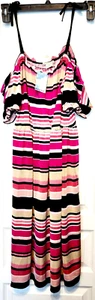 Women's Cold Shoulder Knee Length Dress Size 1XL Multicolor Stripe Pattern - Picture 1 of 7