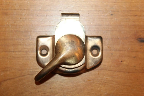One Antique Brass Plated Window Sash lock or Latch Locking part only M-55 Cover