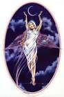 15cm Car Sticker Crescent Moon Gold Hair Goddess Wicca Selena Fenech E588