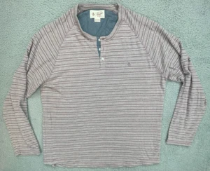 Penguin Munsingwear Henley Shirt Herren XXL Lila Streifen Raglan Langarm Logo - Bild 1 von 13
