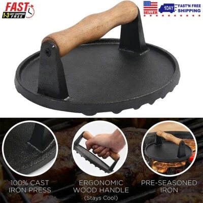 Prensa de parrilla de hierro fundido peso filete hamburguesa prensa planas tocino paninis Foto 1 de 4