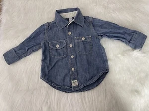 Baby Gap Boys 12-18 Months Blue Denim Chambray Shirt Button Down - Picture 1 of 8