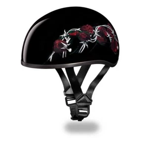 Daytona Helmets Skull Cap W/ BARBED ROSES DOT Motorcycle Helmet - Picture 1 of 6