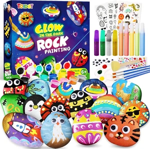Rock Painting Kit for Kids - Glow in the Dark, Arts and Crafts Gift for Boys Gir - Picture 1 of 7