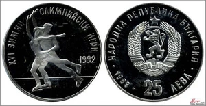 Bulgaria 25 Leva 1989 / Olympics Barcelona 92/Skating/23,38 Gr. Plat - Picture 1 of 1