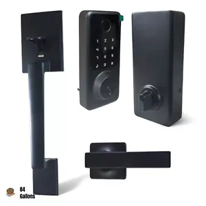 SECUSLY S027P-FD Set di maniglie per serratura porta anteriore intelligente (nero opaco) - Foto 1 di 16