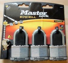 masterLock excell  three padlocks with four keys to fit all three locks