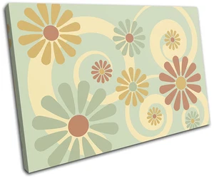 Swirls Retro Vintage Floral SINGLE Leinwand Wand Kunst Bild drucken - Bild 1 von 1