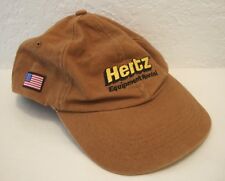 HERTZ Trucker Hat American Flag Rental Equipment Tan Canvas Snapback Ball Cap
