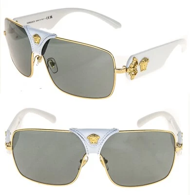 Auténticas gafas de sol VERSACE Medusa Barocco 2207 de cuero dorado blanco VE2207Q Foto 1 de 4