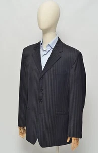 Versace Vinage Men's Black Wool Striped Blazer Jacket Size 52 Made in Italy - Picture 1 of 12