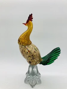 Vintage Murano Speckled Glass Bird Rooster Sculpture Made in Italy Large 14" - Picture 1 of 10
