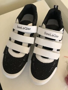 SeeLeQier Fahrradschuhe 45 US Größe 11,5 schwarz weiß Glitzer - Bild 1 von 11