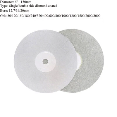 6'' 150mm Diamond Coated Flat Lap Wheel Grinding Polishing Discs 60 - 3000 Grit - Image 1 of 4