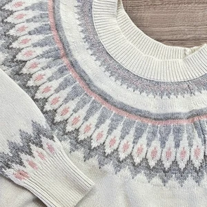 Boden Agnes Fair Isle Sweater Womens L Ivory Wool Alpaca Fuzzy Cozy Apres Ski - Picture 1 of 8