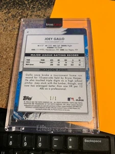 2021 TOPPS INCEPTION JOEY GALLO 1/1 PRINTING PLATE ~ #67 RANGERS - Picture 1 of 2