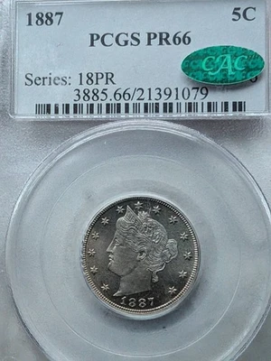 1887 Proof Liberty Head Nickel PCGS CAC Proof 66 Pr-66 5C - Image 1 of 4