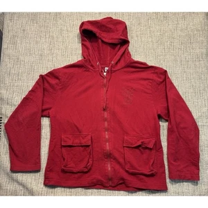 Roter Rainforest Cafe Hoodie mit durchgehendem Reißverschluss XL Orlando Florida zwei Taschen vorne Logo - Bild 1 von 14