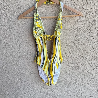 Bikini Calzedonia Monokini Traje de Baño Amarillo Floral EE. UU. Talla 36 (L) Italiano Talla IV Foto 1 de 4