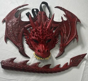 Costume Halloween Drago Rosso Bambini Ali Maschera Coda Fantasia Vestire Gioco - Foto 1 di 9