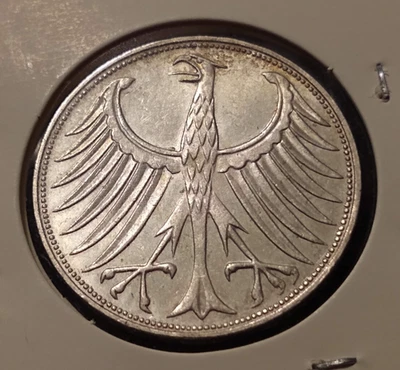 1969 g germany 5 mark choice au bu uncirculated standard eagle silver world coin - Image 1 of 2
