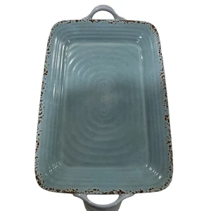 PLATO GRANDE TOMMY BAHAMA AQUA CRAQUELADO MELAMINA CON ASAS 12”. X. 18"" - Imagen 1 de 5
