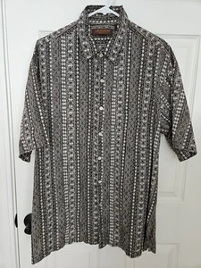 TORI RICHARD men's large 100% cotton lawn Polynesian Art Hawaiian aloha shirt - Picture 1 of 3