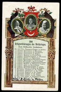 WWI Austria Historical Patriotic Postcard - Declarations of War - Picture 1 of 2