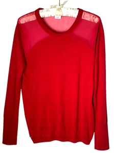 Lacoste Gr. 36 US S Seidenmischung Pullover transparente Schultern Urlaub rot feminin - Bild 1 von 12