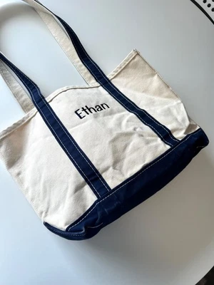 Bolso de Mano LL Bean Vintage Hecho en EE. UU. Azul Natural Pequeño Correa de Hombro 12 pulgadas Foto 1 de 4