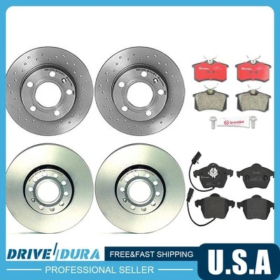 Front and Rear Disc Brake Rotors Ceramic Brake Pads fits 2015 Audi Q5 - Image 1 of 4