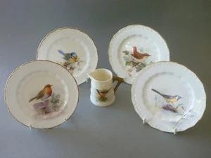 Royal Worcester Powell Bird Plates & Jug Robin Tit Wren Wagtail Nuthatch Barrel - Picture 1 of 24