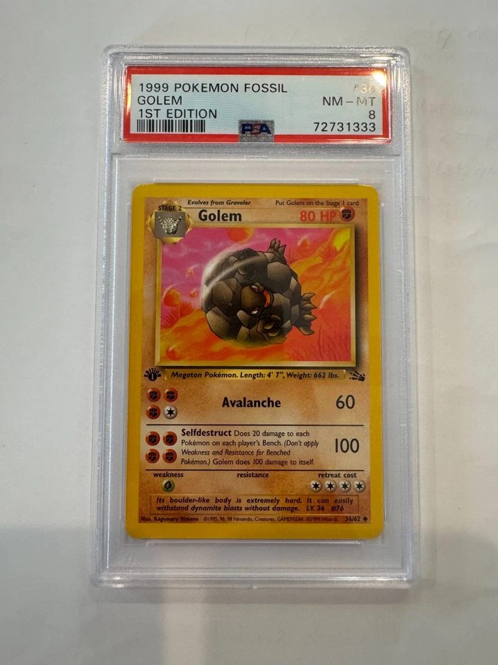 1999 Pokémon Fossil Golem 36/62 1st Edition PSA 8 NM-MT - Image 1 of 1
