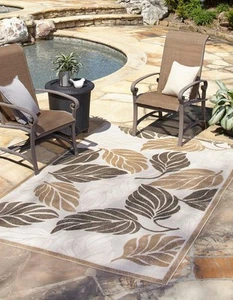 Outdoor Botanical Collection Area Rug - Augusta (10' x 13' 1" Rectangle Beige... - Picture 1 of 7