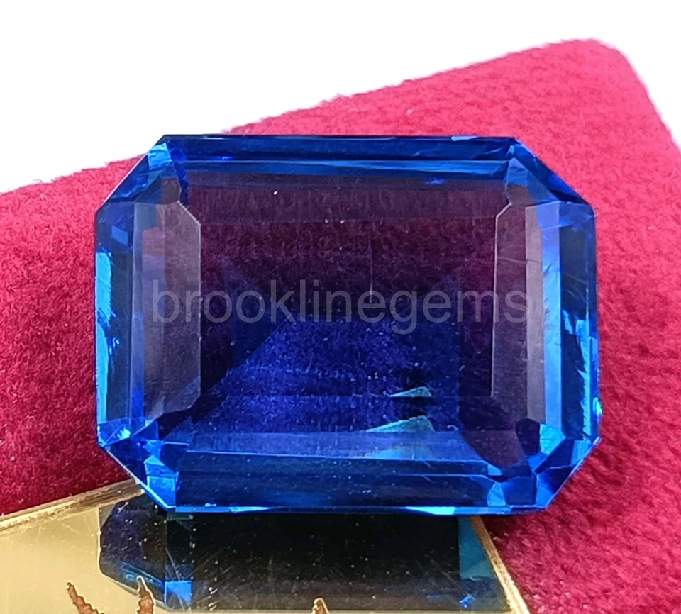 Piedra preciosa natural UV de fluorita azul verdoso corte esmeralda 41,90 quilates cambio de color 5ARA Foto 1 de 4