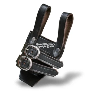 Mittelalter Echt Qualität Leder Vertikal Gürtel Frosch Verstellriemen Reenactment SCA - Bild 1 von 5