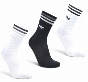 NEW WITH TAGS ADIDAS ORIGINALS SOLID CREW SOCKS TRAINER SHOE SNEAKER MEN 3 PACK - Picture 1 of 12