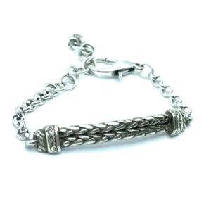 Barra curva trenzada grabada Brighton conectada a pulsera de cadena Rolo 6,5-7,5 pulgadas - Imagen 1 de 7