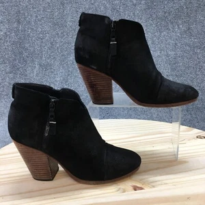 Rag & Bone Boots Womens 38 Ankle Booties Black Suede Side Zip Almond Toe Heels - Picture 1 of 17