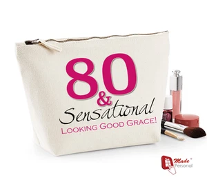 Personalisierte Kosmetiktasche - Geschenk zum 80. Geburtstag - 80 & sensationell - Bild 1 von 1