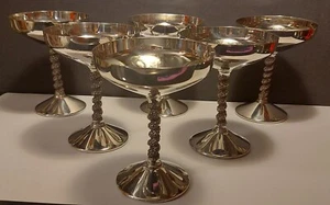 Vintage  Primrose Silver Plated Copper Martini Style/Goblets  Floral Grapevine  - Bild 1 von 6