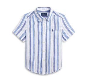 Polo Ralph Lauren Boys Linen Striped Short Sleeve Shirt Little & Big Kid White - Picture 1 of 4