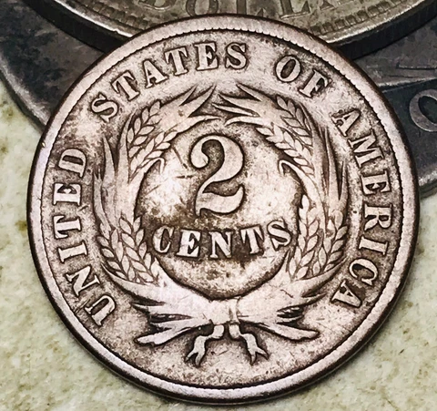 1868 Two Cent Piece 2C Ungraded Circulated US Copper Coin CC17616 Cover