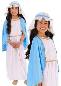 Nativity Mary Costume Childrens Christmas Play Fancy Dress Outfit Age 3-10 - Foto 1 di 6
