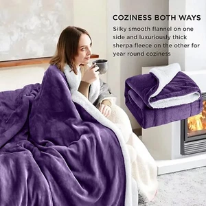 Sherpa Blankets Bed Sofa Couch Blankets Throws Light Weight Warm Twin Queen Size - Picture 1 of 70
