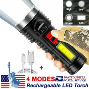 Super Bright  torch Tactical Flashlight USB Rechargeable & Battery - Picture 1 of 12