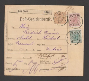 Post-Begleitadresse LINZ 1894 nach Henhart OÖ. - Bild 1 von 2